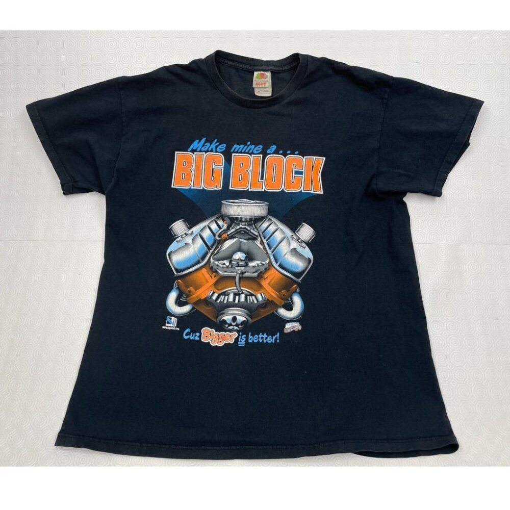 Vintage Fruit of the Loom Big Block Engine Car Racing Gearhead Tee T-Shirt XL